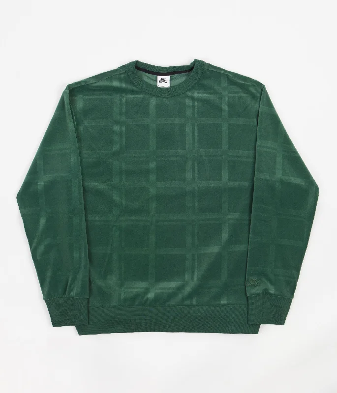 Hoodies & sweatshirts with tie-dye stylish flair-Nike SB Plaid Crewneck Sweatshirt - Noble Green / Noble Green