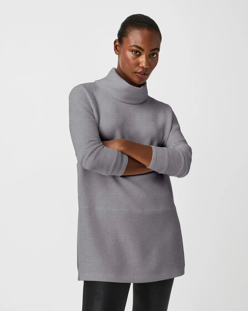 tie-back tops for chic flair-Spanx AirEssentials Heather Grey Turtleneck Tunic