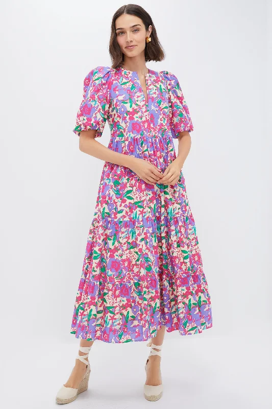 Soft pastel maxi dresses-Magenta Multi Floral Cisco Maxi Dress