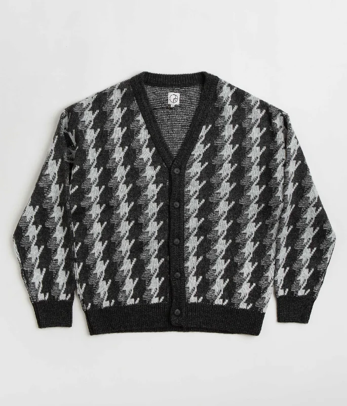 Hoodies & sweatshirts with wool cozy softness-Polar Houndstooth Louis Cardigan - Grey