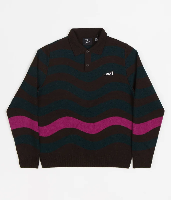 Hoodies & sweatshirts with tie-dye trendy charm-by Parra One Weird Wave Knitted Sweatshirt - Chocolate