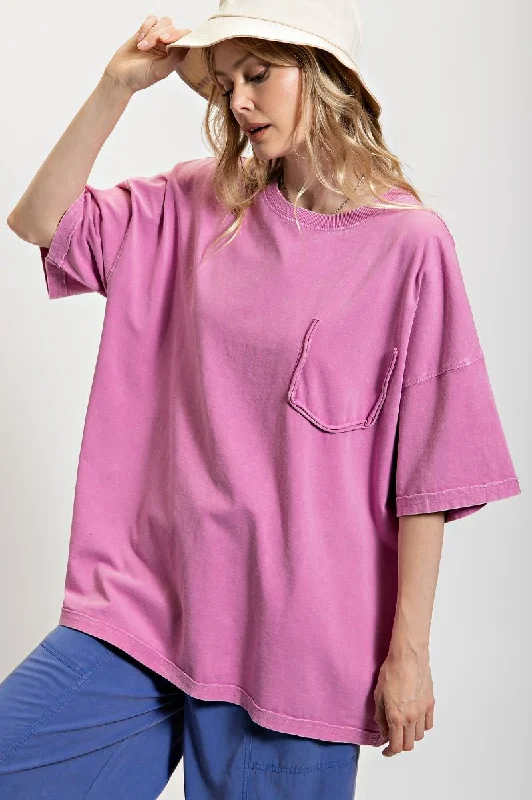 trendy graphic tops for fun looks-Perfectly Oversized Washed Pink Top