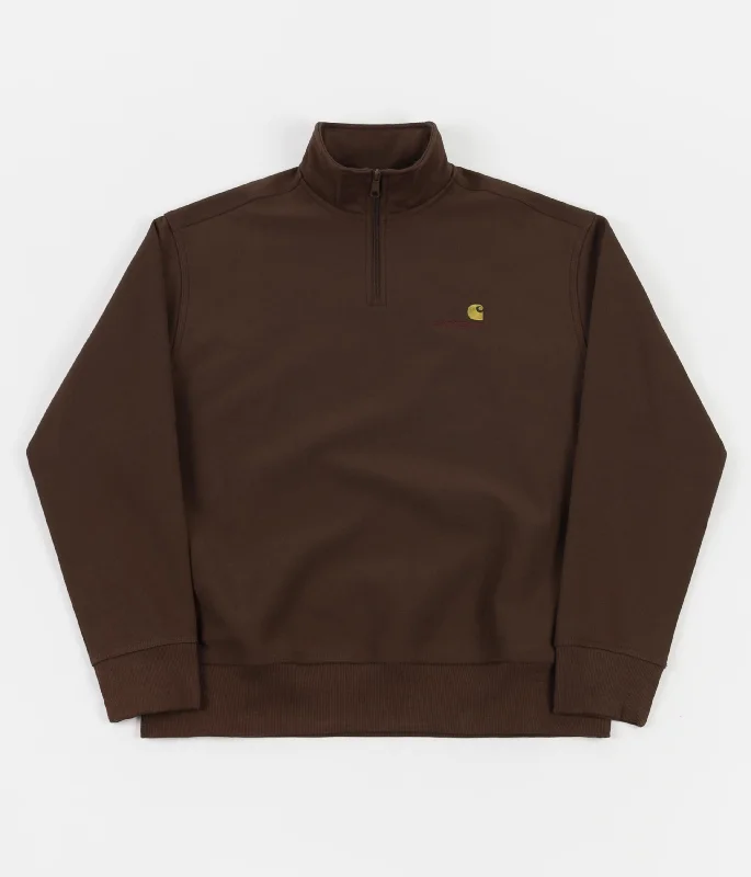 Hoodies & sweatshirts with polyester plush warmth-Carhartt Half Zip American Script Sweatshirt - Offroad