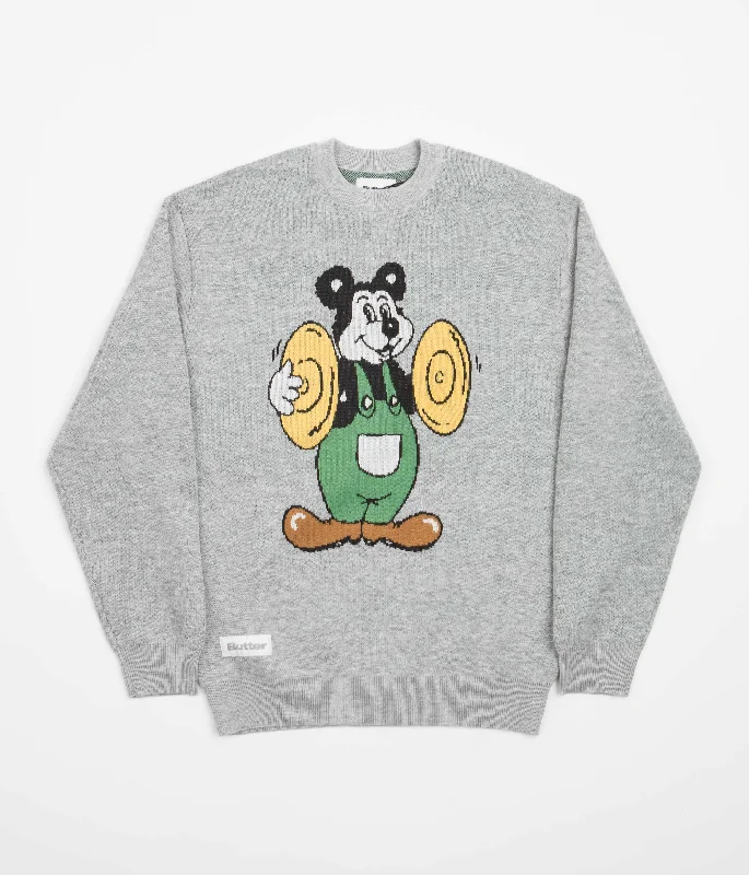 Hoodies & sweatshirts with deep emerald tones-Butter Goods Cymbals Knitted Sweatshirt - Heather Grey