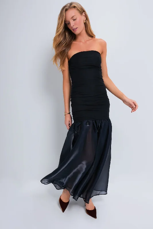 Affordable evening maxi dresses-Black and Navy Liya Dress