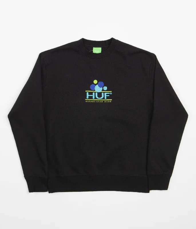 Hoodies & sweatshirts with velour luxurious softness-HUF Fun Crewneck Sweatshirt - Black