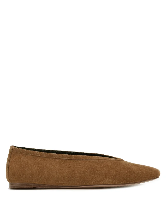 Flats with lace-up sleek style-Lane Chestnut Suede