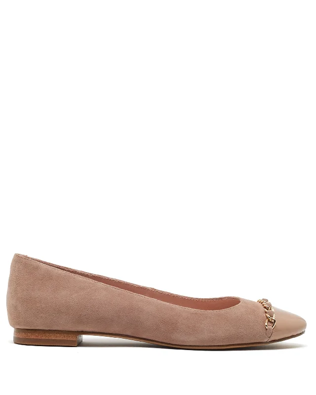 Flats with pointed toe sophistication-Fleur Suede & Patent Mestizo Toe Nude/Black