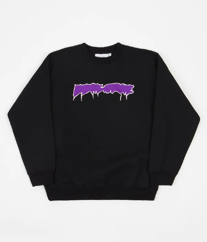 Hoodies & sweatshirts with hypoallergenic jersey-Fucking Awesome Outline Logo Crewneck Sweatshirt - Black