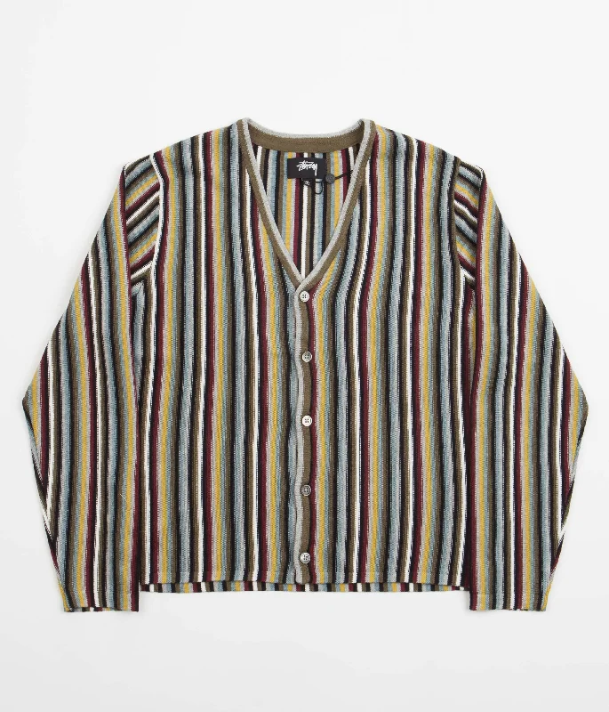 Hoodies & sweatshirts with durable twill strength-Stussy Stripe Pattern Cardigan - Multi