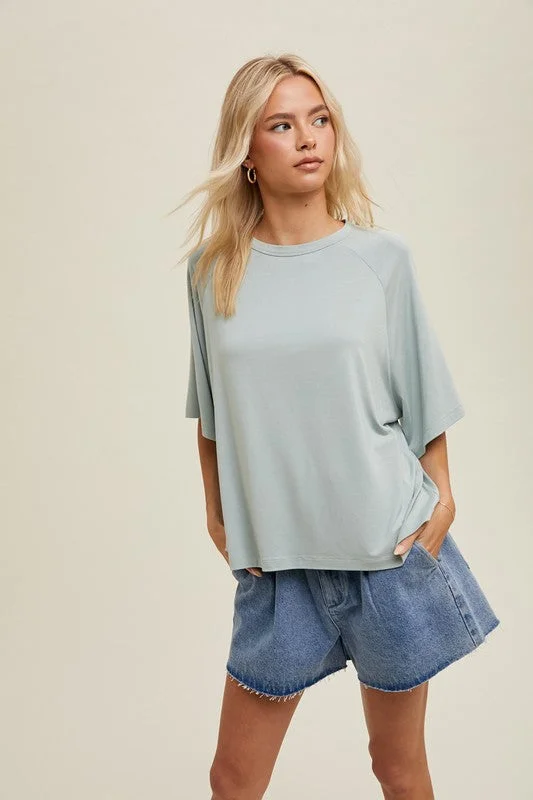 asymmetrical blouse tops for unique style-Casual Happiness Sage Boxy Top