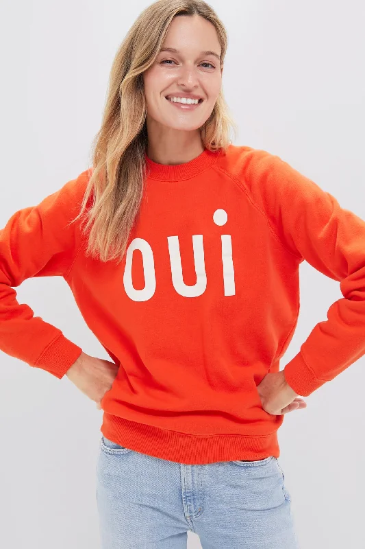 Hoodies & sweatshirts with durable polyester fleece-Blood Orange Oui Sweatshirt