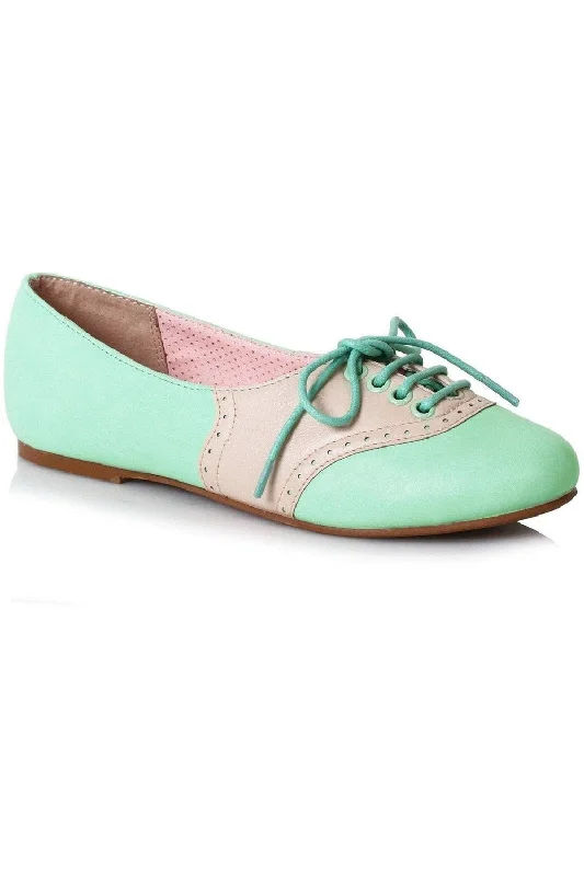 Flats with plush canvas elegance-Bettie Page Halle Oxford Flat  | Green Faux Leather