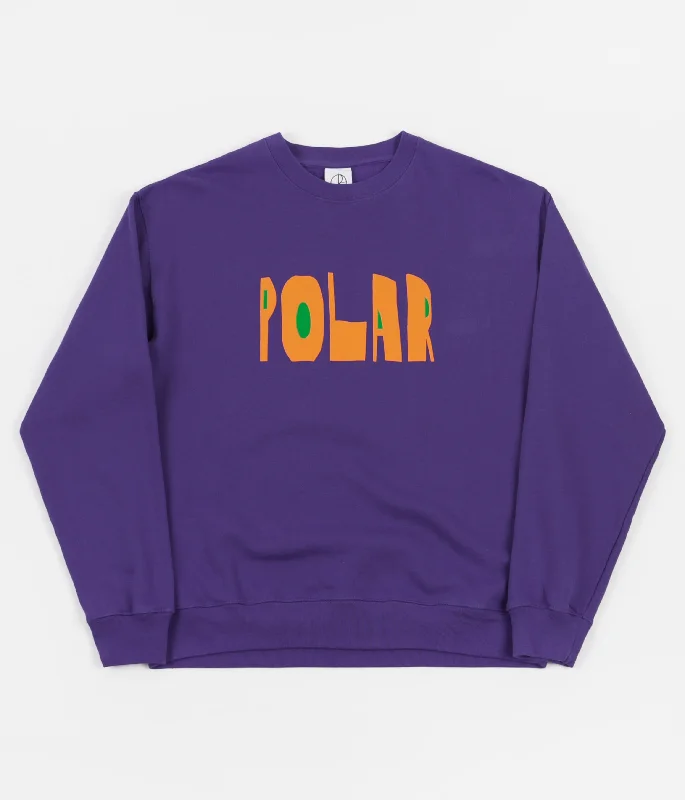 Hoodies & sweatshirts with premium graphic patterns-Polar Cut Logo Crewneck Sweatshirt - Purple