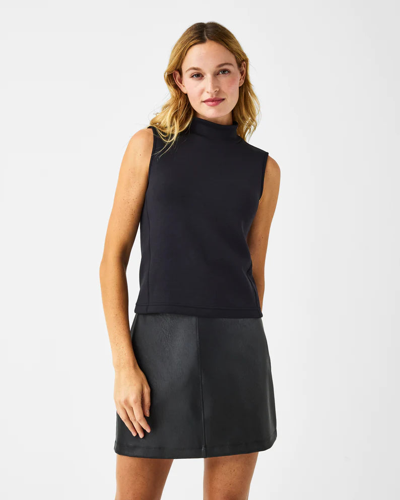 loose tunic tops for relaxed looks-Spanx AirEssentials Black Mock Neck Top