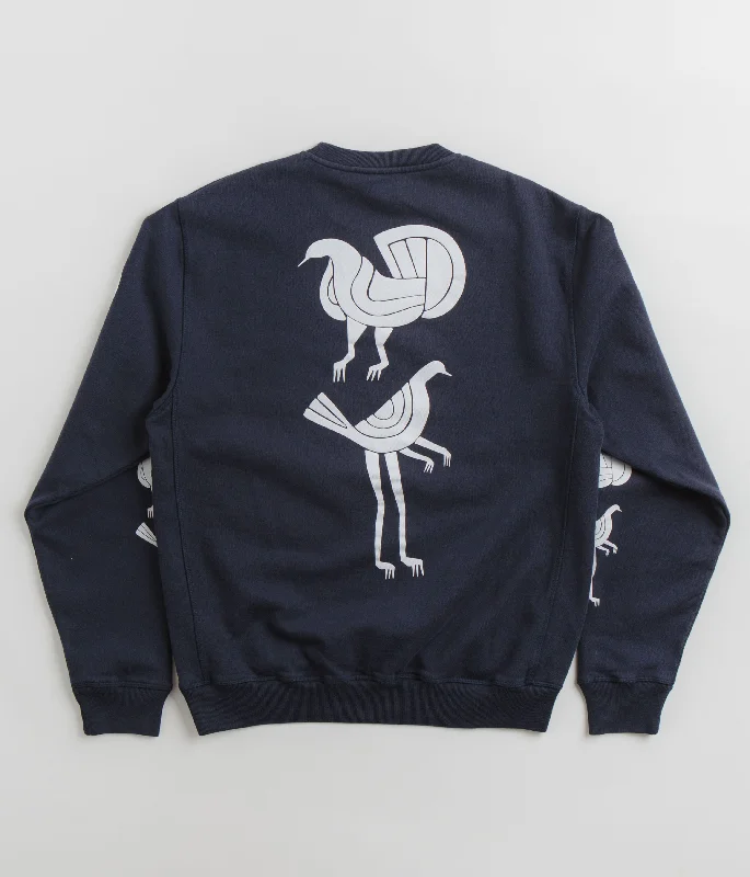 Hoodies & sweatshirts with abstract bold appeal-by Parra Fancy Pigeon Crewneck Sweatshirt - Midnight Blue