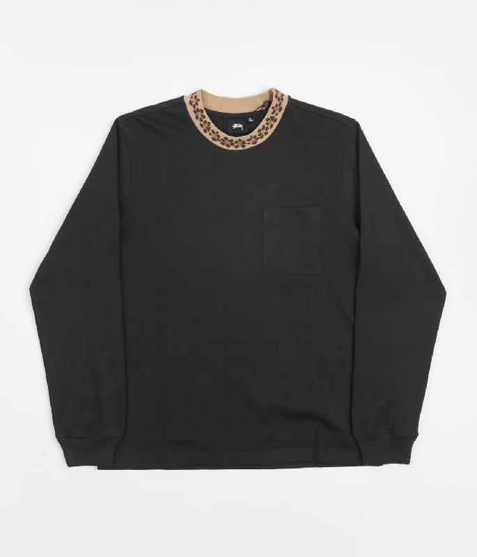 Hoodies & sweatshirts with jersey durable texture-Stussy Flower Mockneck Sweatshirt - Black