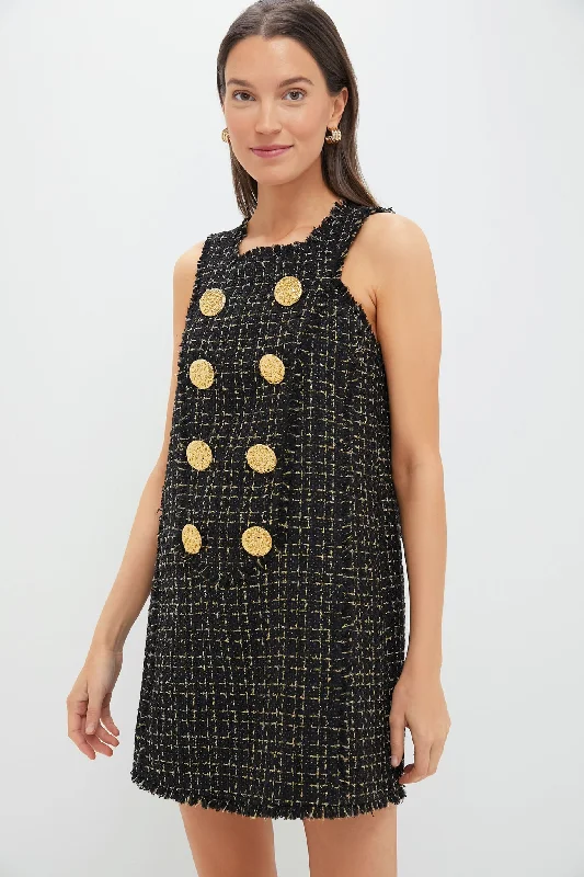 Petite size dresses-Black Tweed Antonia Dress