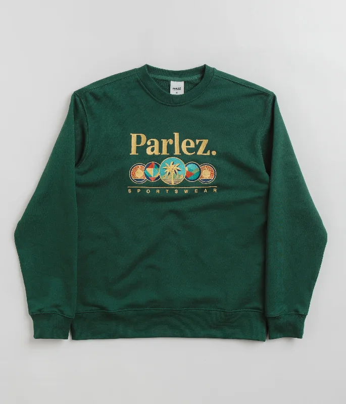 Hoodies & sweatshirts with sustainable wool fibers-Parlez Reefer Crewneck Sweatshirt - Deep Green