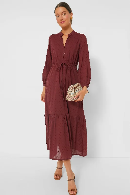 Modern slip maxi dresses-Swiss Dots Burgundy Frances Dress 3