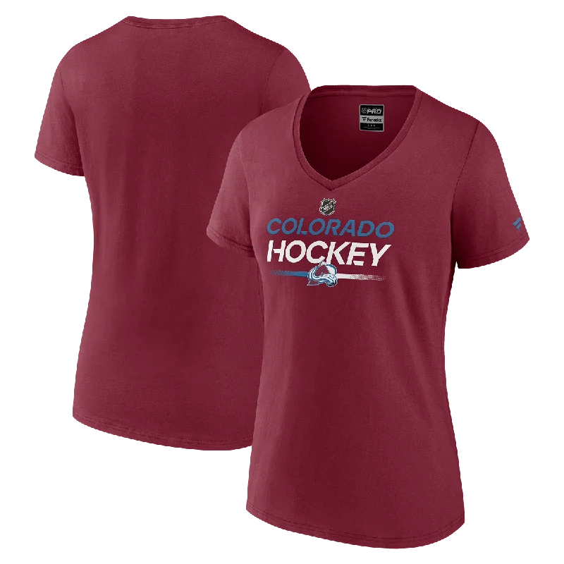 trendy tie-front tops for modern looks-Avalanche Ladies Hockey V-Neck Tee - Burgundy