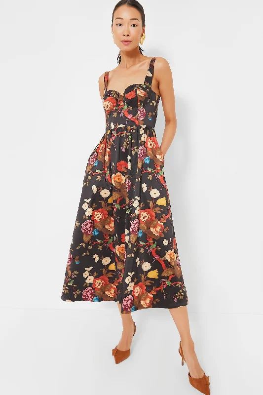 Chic satin maxi dresses-Baroque Floral Maria Dress