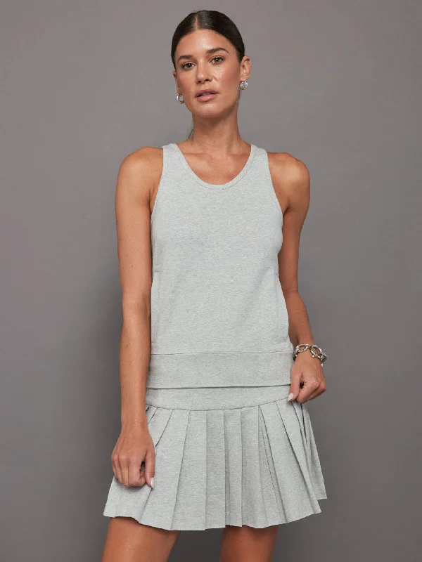 relaxed v-neck tops for casual wear-RACER TAILORED TERRY TANK TOP - LIGHT HEATHER GREY