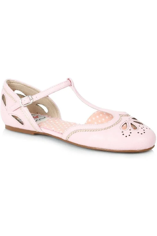 Flats with high-end custom designs-Bettie Page Julie Vintage Flat  | Pink Faux Leather