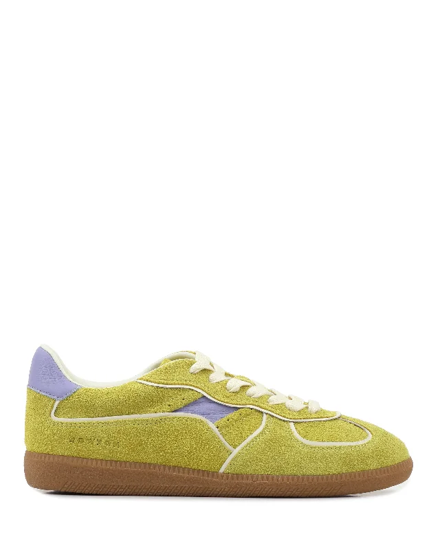 Flats with recycled canvas options-August Yellow/Green Leather