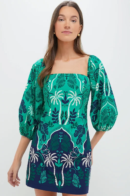 High neck dresses-Sanibel Isle Green Montauk Dress