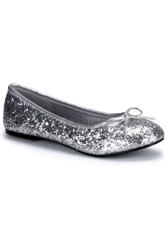 Flats with heavy canvas support-STAR-16G Flat | Silver Glitter