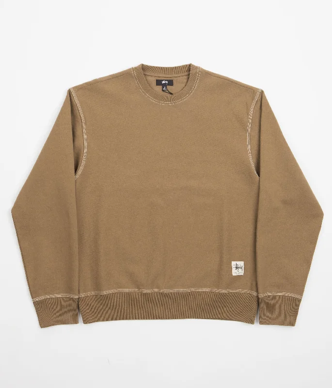 Hoodies & sweatshirts with jersey lightweight comfort-Stussy Contrast Stitch Label Crewneck Sweatshirt - Brown