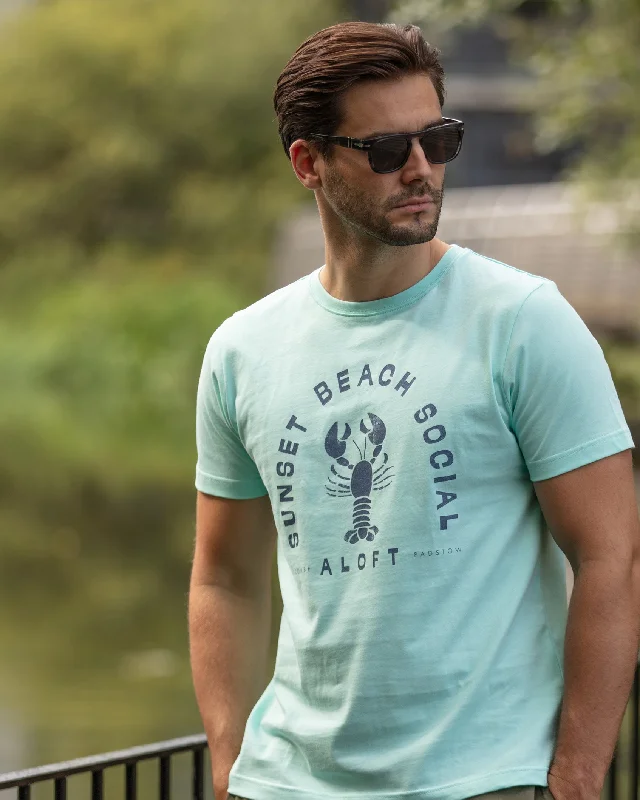 classic crew-neck tops for easy styling-Sunset Beach Social Tee Aqua