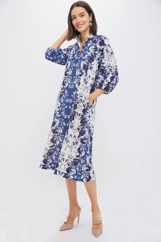 Winter knit dresses-Indigo Reflection Cotton Linen Maryse Caftan