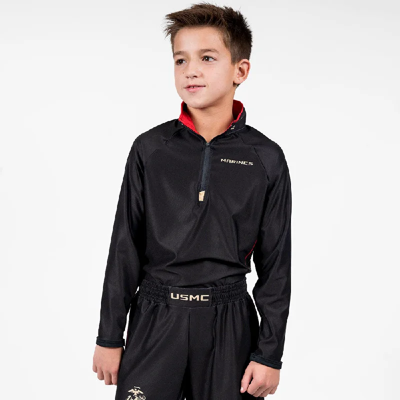 relaxed long-sleeve tops for cool days-USMC Uniform Youth Elite 1/4 Zip