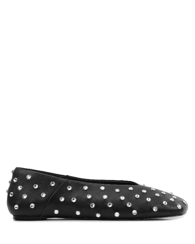 Flats with slip-on easy wear-Julie Black Diamonds