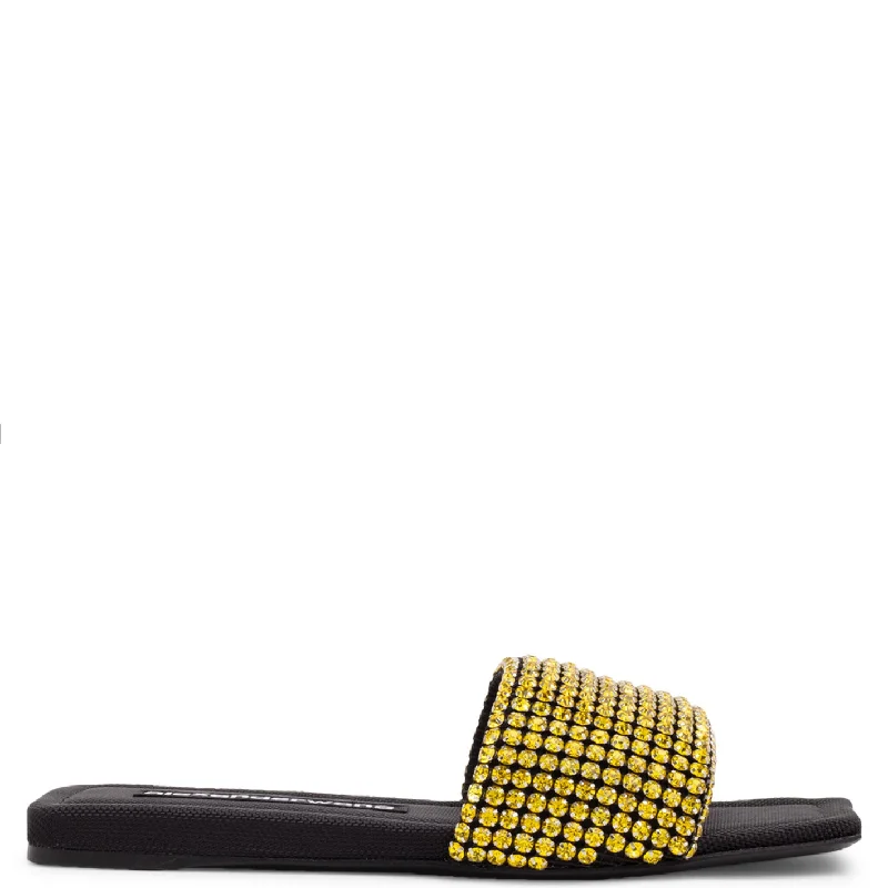 Flats with suede soft texture-Anya Crystal Slide Sandal, Celandine