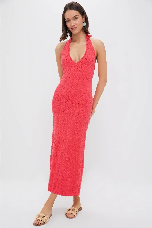 Minimalist sheath dresses-Watermelon Knit Hollis Halter Dress