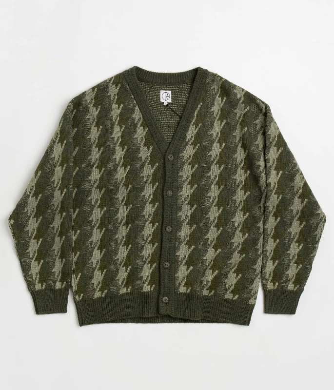 Hoodies & sweatshirts with polyester plush warmth-Polar Houndstooth Louis Cardigan - Green