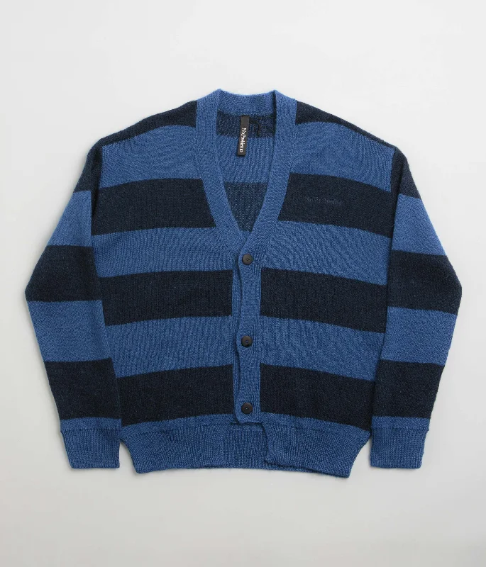 Hoodies & sweatshirts with recycled wool options-No Problemo Striped Mohair Oversized Cardigan - Blue Multi