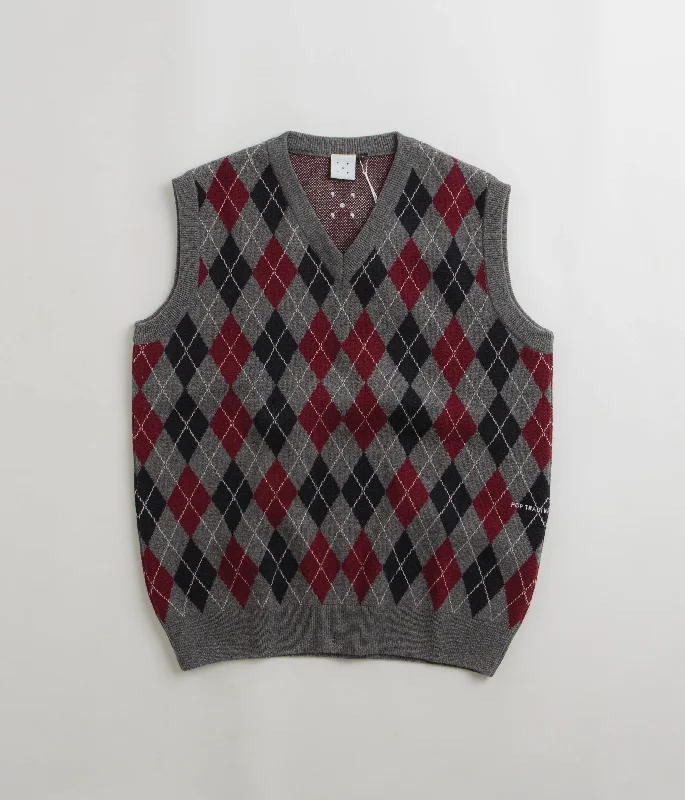 Hoodies & sweatshirts with striped modern charm-Pop Trading Company Burlington Knitted Spencer Vest - Charcoal / Multi