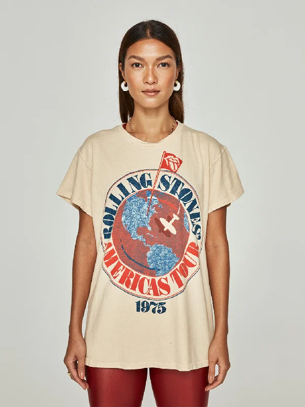 off-shoulder blouses for trendy looks-Rolling Stones 1975 Unisex Tee - Sunbleach