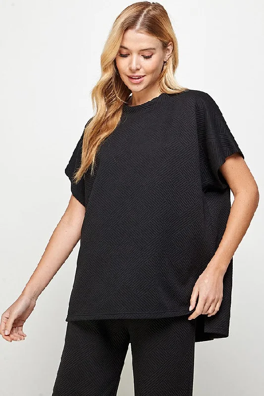 casual button-up shirt tops for styling-My Love Textured Black Top