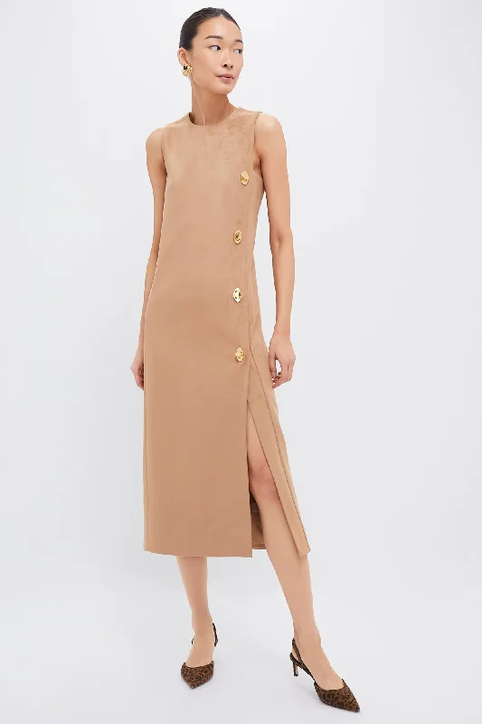 Casual tunic maxi dresses-Tan Kalita Midi Dress