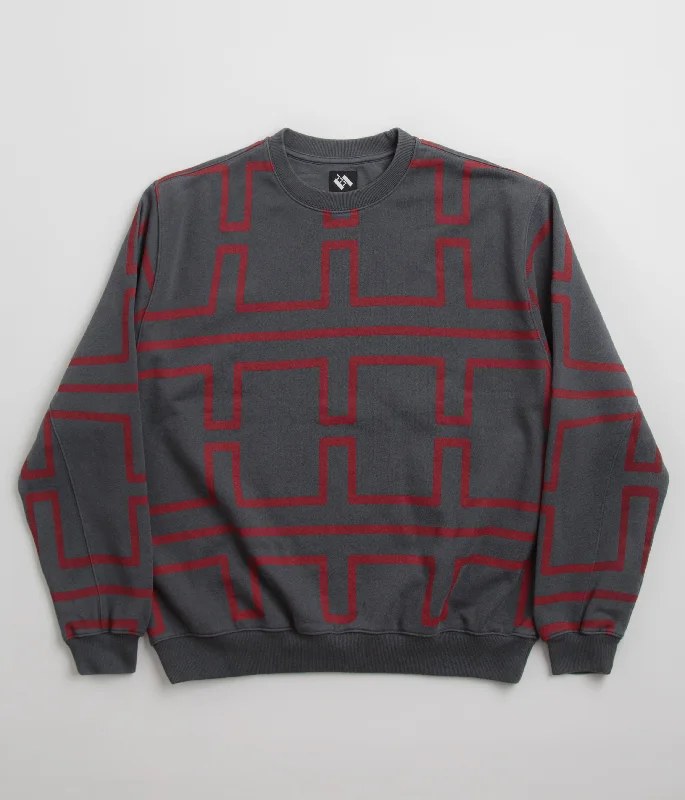 Hoodies & sweatshirts with solid neutral patterns-The Trilogy Tapes Over Dye Pulse Crewneck Sweatshirt - Black / Red