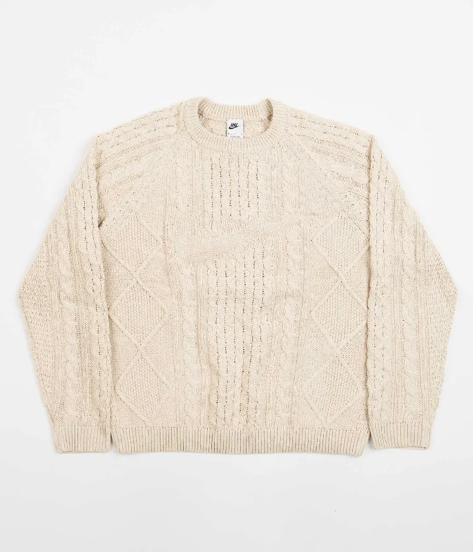 Hoodies & sweatshirts with shrink-resistant wool-Nike Cable Knit Crewneck Sweatshirt - Rattan