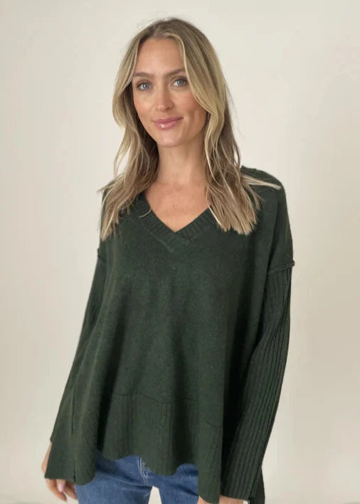 oversized hoodie tops for casual days-SIX FIFTY KENZIE SWEATER - HUNTER GREEN