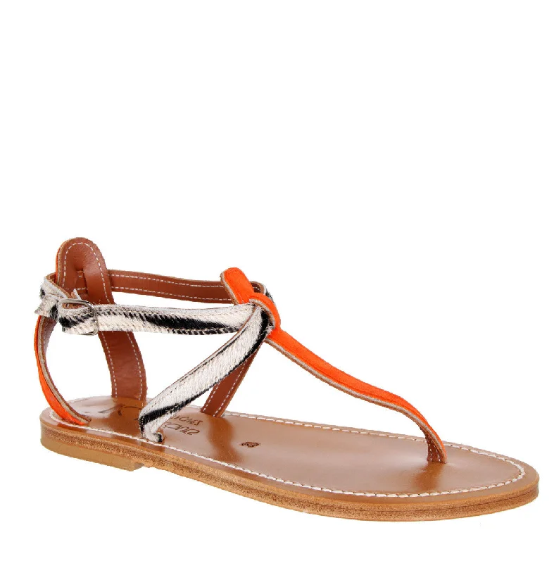 Flats with round toe chic durability-Buffon Zebra, Orange