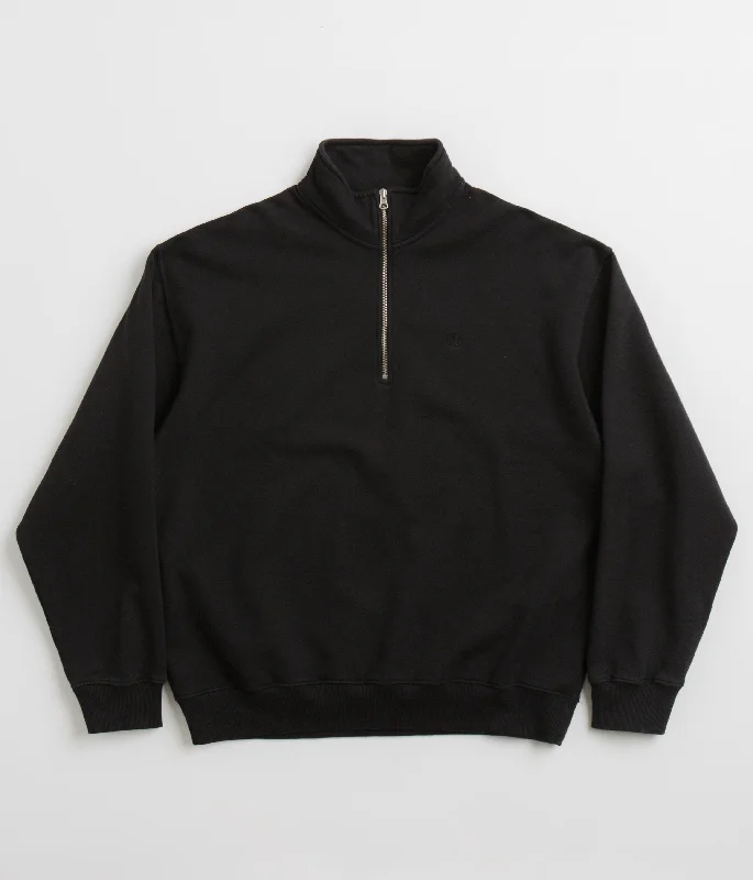 Hoodies & sweatshirts with fade-resistant polyester-Polar Frankie Half Zip Sweatshirt - Black