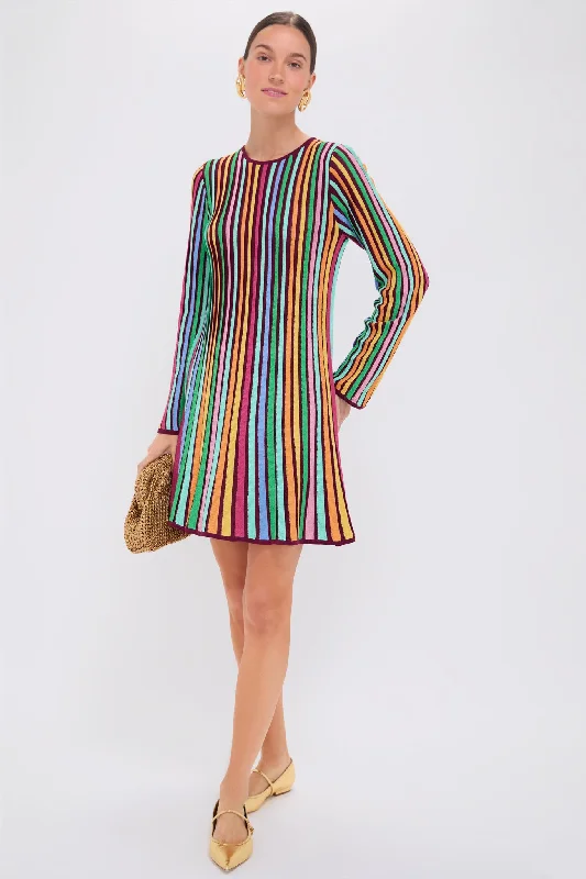 Modern jumpsuit dresses-Rainbow Stripe Knit Amal Dress